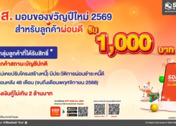 ธอส. มอบของขวัญปีใหม่ 2569 ผ่อนชำระดี รับเงิน 1,000 บาท