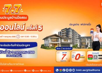 ธอส. จัดโปร 7.7 ชวนเป็นเจ้าของบ้านคุณภาพดี ราคาคุ้มค่า กับงานประมูลบ้านมือสองออนไลน์ ครั้งที่ 5 จัดเต็ม ดอกเบี้ย 0% นานสูงสุด 2 ปี