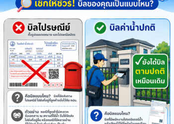 กปน. เริ่มยกเลิกการจัดส่งบิลค่าน้ำประปาทางไปรษณีย์ ตั้งแต่ 1 มิถุนายน 2569 เป็นต้นไป พร้อมส่งเสริมการใช้งาน e-Bill เพื่อความสะดวก รวดเร็ว และเป็นมิตรต่อสิ่งแวดล้อม