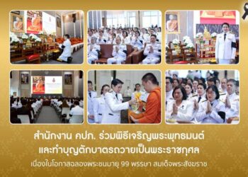 สำนักงาน คปภ. ร่วมพิธีเจริญพระพุทธมนต์และทำบุญตักบาตรถวายเป็นพระราชกุศล เนื่องในโอกาสฉลองพระชนมายุ 99 พรรษา สมเด็จพระสังฆราช