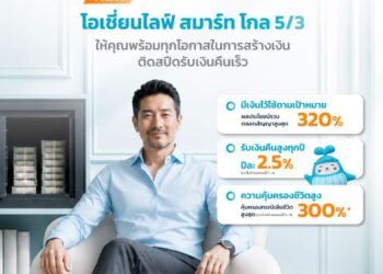 OCEAN LIFE ไทยสมุทรประกันชีวิต เปิดตัวประกันสะสมทรัพย์ระยะสั้น “โอเชี่ยนไลฟ์ สมาร์ท โกล 5/3 จ่ายเบี้ยสั้น 3 ปี คุ้มครอง 5 ปี รับผลประโยชน์รวมสูงสุด 320%